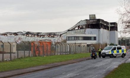 Massive industrial fire destroys unsprinklered warehouse